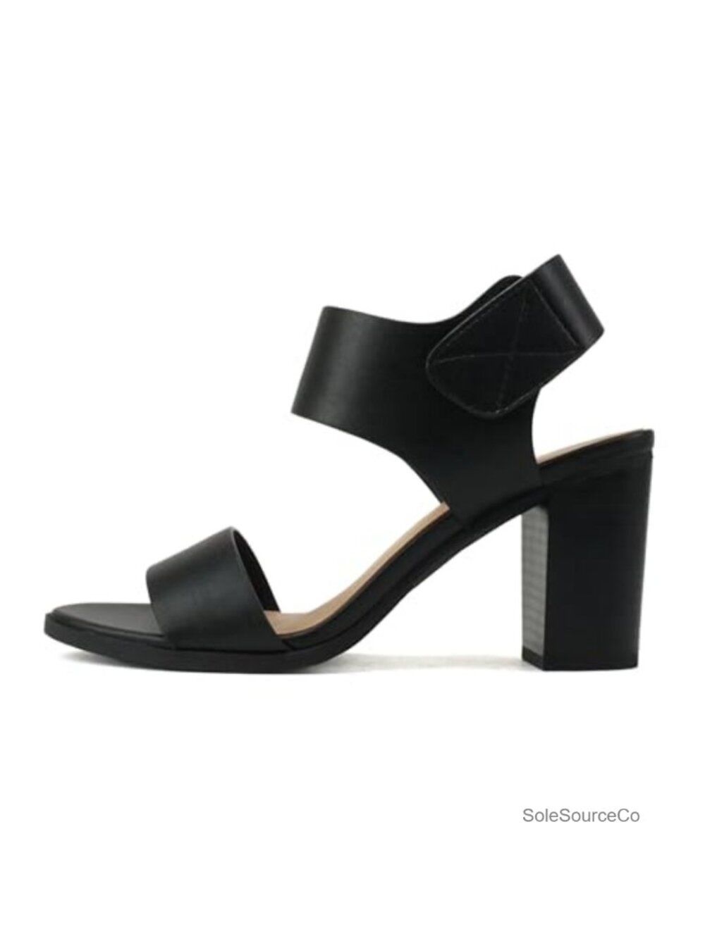 Women Open Toe Chunky Heel Ankle Strap Sandals Nubuck Faux Leather